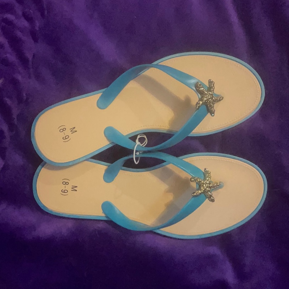 Starfish flip flops (teal)